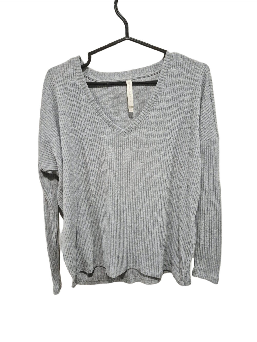 Aritzia The Group by Babaton Traverse Ribbed V-Neck Knit Top Heather Grey Size 1